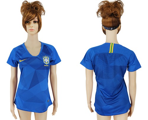Women's Brazil Blank Away Soccer Country Jersey - Click Image to Close